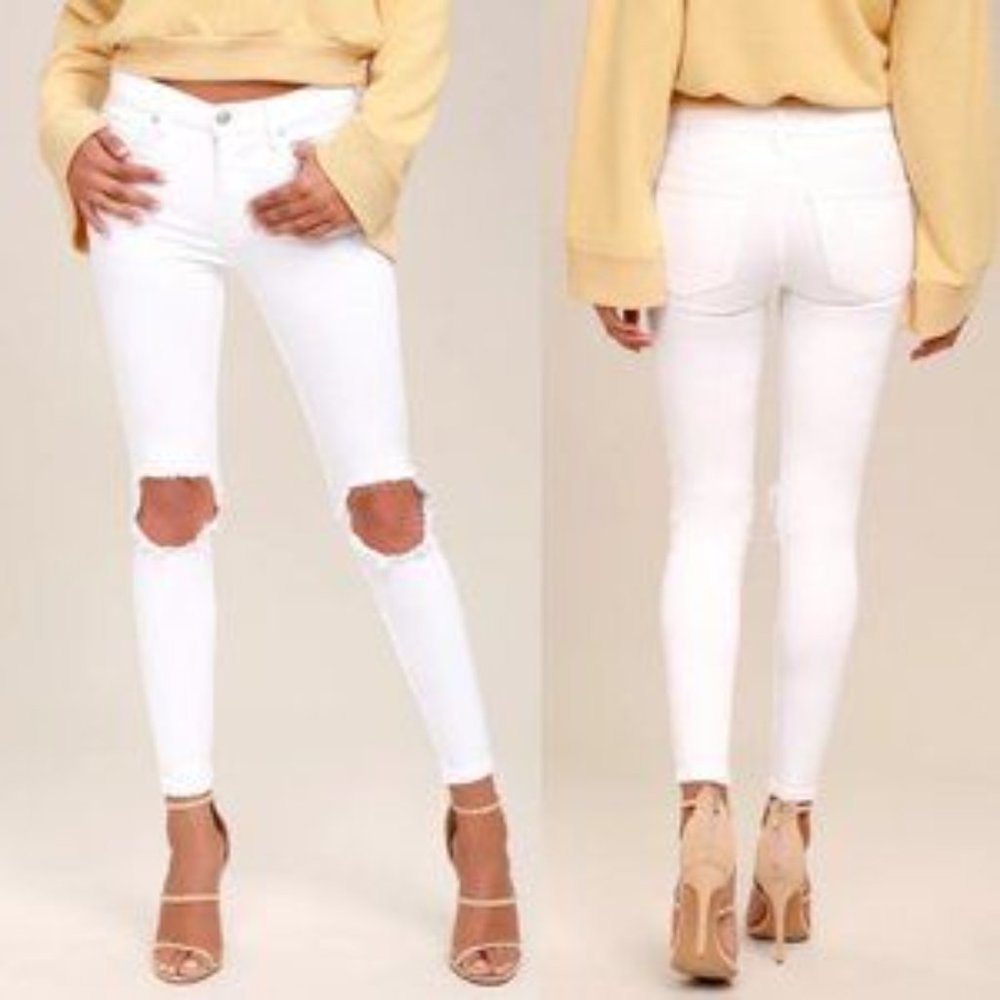 Free People white denim skinny jeans 30
